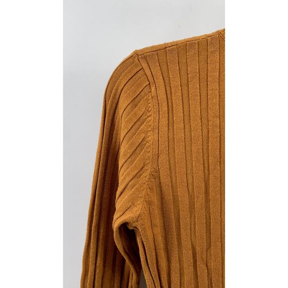 EXIT Urban & Vintage Women's Burnt Orange Ribbed Crewneck Long Sleeve Top SZ M - Picture 3 of 10